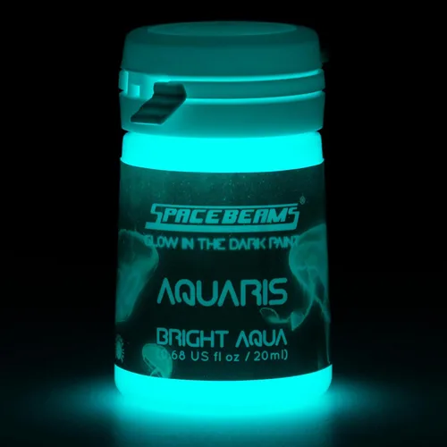 Vista 3 de SpaceBeams Aquaris - Pintura que brilla en la oscuridad (0.68 onzas líquidas) Bright Aqua Glow (azul claro/turquesa), no tóxica, a base de agua