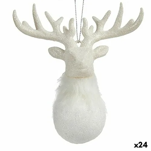 Vista 2 de Adorno Navideño Krist+ Blanco Plástico Purpurina Reno 14 x 15,5 x 7 cm (24 Unidades)