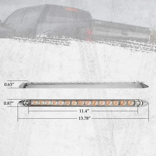 Vista 7 de Partsam 2 barras de luz LED ámbar de 12 pulgadas para remolque, lente transparente 15-2835-SMD con bisel cromado sellado, barra de luz LED