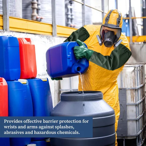 Vista 5 de Guantes largos de goma resistentes a los productos químicos, impermeables y resistentes para trabajos con ácido químico