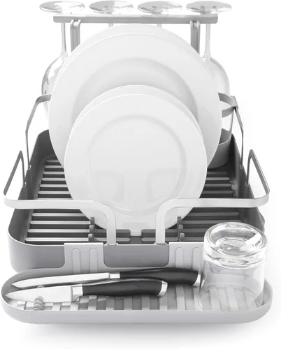 Vista 11 de Umbra Escurridor de platos con funda de plástico moldeado con boquilla de drenaje, carbón