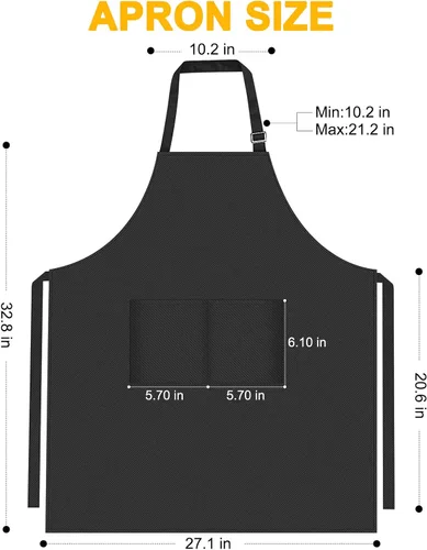 Vista 5 de Delantal personalizado con logotipo de imagen de texto para mujeres y hombres, delantales de cocina personalizados con bolsillos delantal