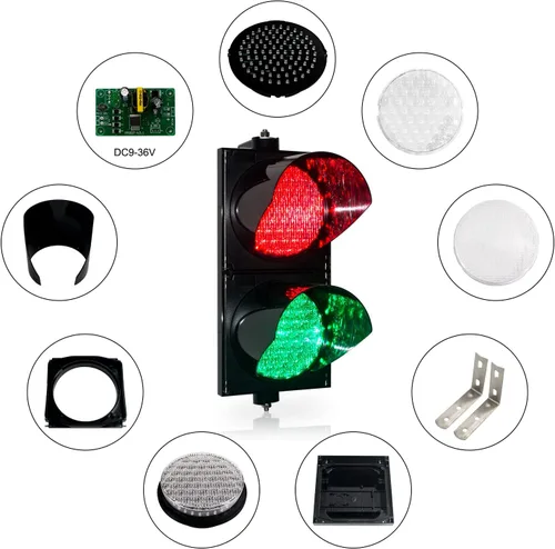 Vista 4 de BBMi DC9-36V 200mm (8inch) Señal de tráfico de Stop & Go rojo/verde, IP65 impermeable industrial advertencia LED luz de parada