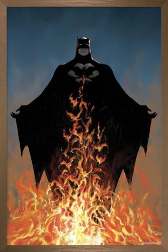 Vista 15 de Trends International DC Comics Batman - Póster de pared de fuego, 22.4 pulgadas de largo x 14.7 pulgadas, versión enmarcada de madera de granero