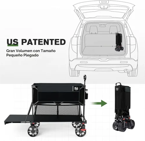 Vista 6 de TIMBER RIDGE Carro plegable de dos pisos de 400L con frenos, 54" extra Negro