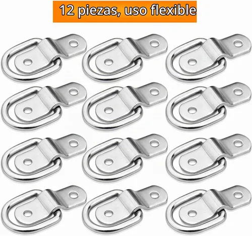 Vista 4 de Anclaje de amarre con anilla en D de 1/4 de pulgada para montaje en superficie resistente, anillos de amarre para montaje en piso, 2400 libras