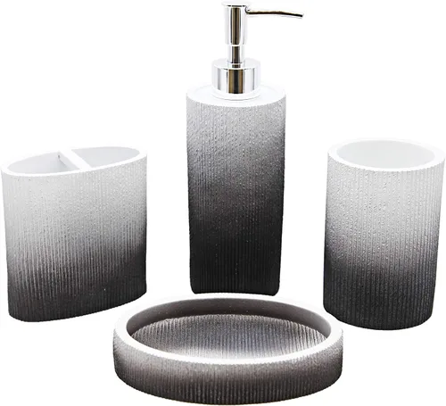 Vista 52 de Marina Decoration Juego de accesorios de baño de 4 piezas de decoración moderna de lujo, incluye dispensador de loción de jabón líquido para baño