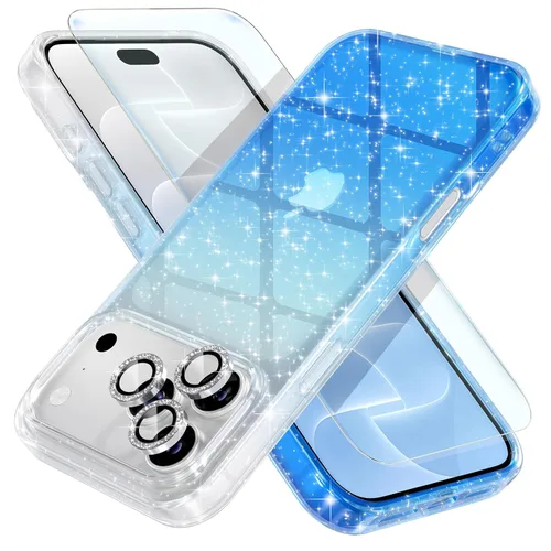 Vista 27 de Choiche, funda para iPhone 14 de mujer, brillante, protección de grado militar, 2 cubiertas de lentes de cámara Diamond, 2 protectores de vidrio