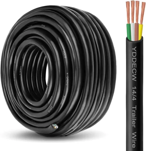 Vista 37 de Cable de Remolque de 4 Vías - Calibre 14, 4 Conductores, 10 Pies, Extensión de Cable Resistente de Cobre Puro, Cordón de Cableado para Remolque RV