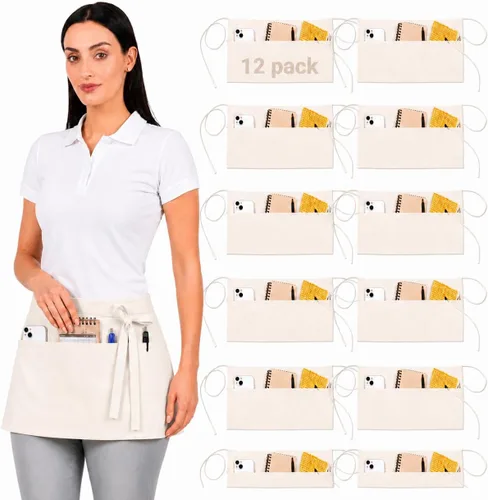 Vista 16 de Delantal de cocina de algodón resistente a las gotas de agua con delantales ajustables para mujer con bolsillos 8 opciones de color para cocinar