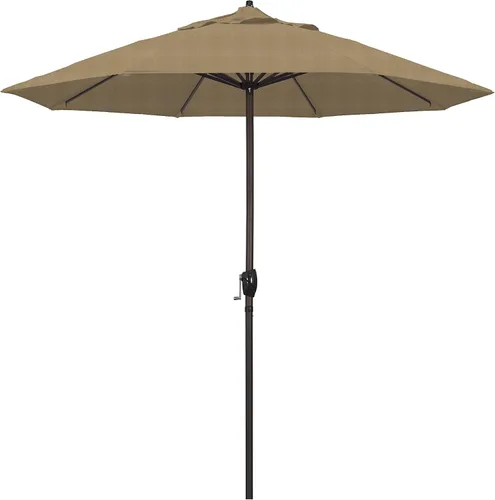 Vista 12 de California Umbrella Sombrilla redonda de aluminio de 9 pies para terraza, piscina o patio, manivela elevadora, inclinación automática, poste