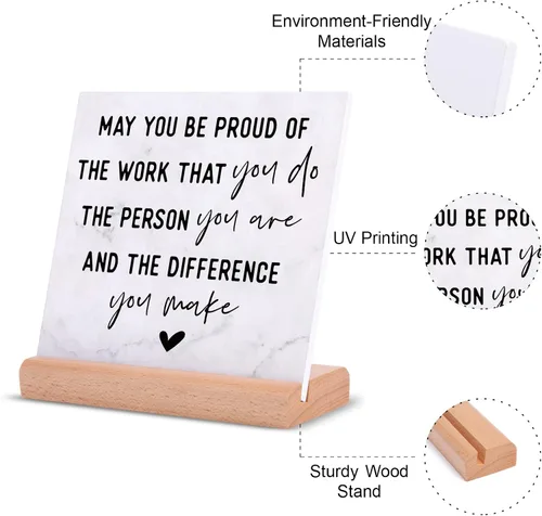 Vista 6 de Regalos para compañeros de trabajo para mujeres y hombres, regalo de oficina para compañeros de trabajo, placa inspiradora de decoración