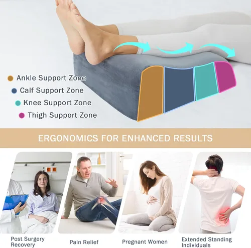 Vista 3 de Almohadas de Elevación de Piernas, Almohadas de Piernas de 8" para Dormir, Almohada de Cuña de Espuma Viscoelástica para Hinchazón, Circulación