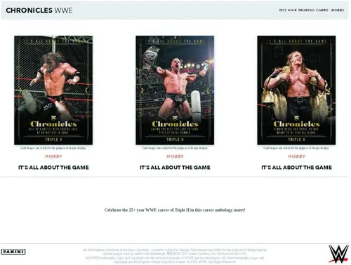 Vista 4 de Panini Chronicles WWE Hobby Box 2022 (6 paquetes/8 cartas: 2 autos)