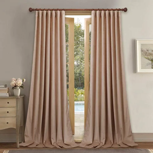 Vista 51 de StangH Cortinas 100% opacas, color beige, terciopelo suave y grueso, cortinas para ventana de dormitorio, forro blanco, cortinas con aislamiento