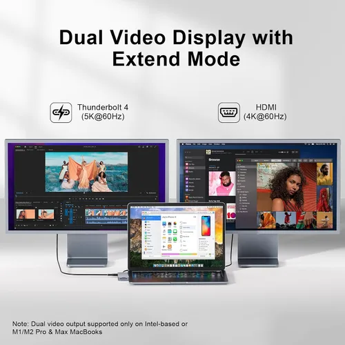 Vista 6 de Hub USB C, adaptador USB C 8 en 2 Thunderbolt 4 HDMI MacBook Air Pro M1-M4 Hub Thunderbolt 4 • HDMI 4K • 100W PD • 40Gbps • USB C 3.0 • 3 USB A