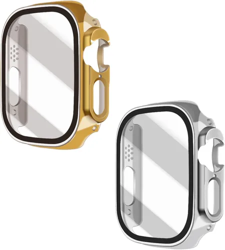 Vista 20 de Juego de 2 fundas con protector de pantalla de vidrio templado para Apple Watch SE (Gen 1/2/3) Series 4/5/6 40mm, tacto suave, protección
