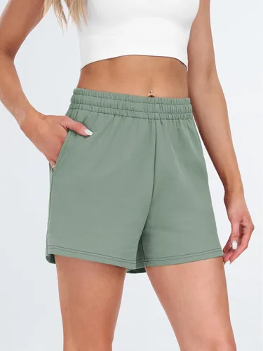 Vista 39 de AUTOMET Pantalones cortos deportivos para mujer, estilo casual, con cordón, cómodos, elásticos, de cintura alta, con bolsillos