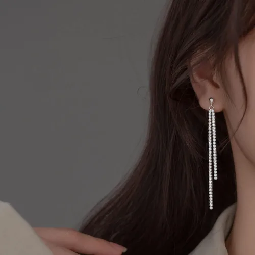 Vista 2 de SLUYNZ Sterling Silver Crystal Rhinestone Linear Drop Earrings for Women Teens CZ Long Dangle Earrings Tassel Chain Studs 4.5 cm7.5 cm