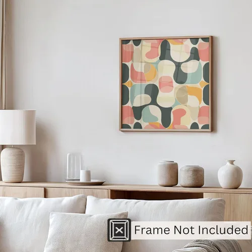 Vista 4 de Ethan Taylor Abstract Wall Art Prints Unframed Square Posters 'Retro 70s Hippie Groovy Pattern IV' Retro Home Décor for Living Room, Bedroom