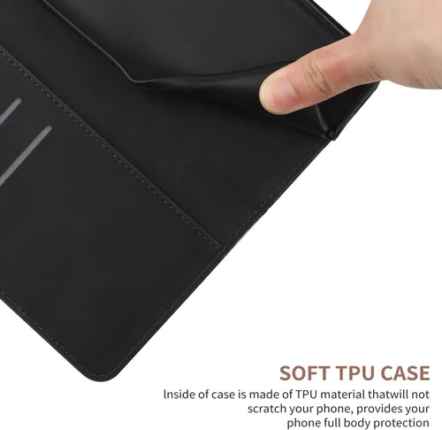 Vista 3 de bojioderf Compatible con Redmi A1 4G, compatible con Redmi A2 4G Stand Flip Card Slot Cierre Magnético Negro