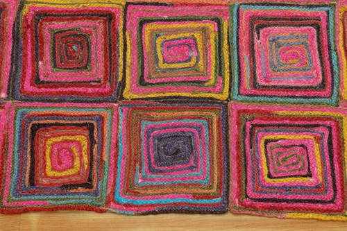 Vista 113 de Natural Jute Collection - Alfombra rectangular de 2 x 3 pies, alfombra de yute trenzada a cuadros multicolor de 0.27 pulgadas de grosor, ideal