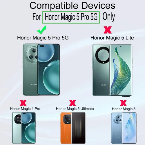 Vista 2 de Ibywind Protector de pantalla para Honor Magic 5 Pro 5G (6.81 pulgadas), paquete de 2 + 1 protector de lente de cámara + 1 película trasera