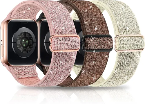 Vista 14 de Paquete de 3 bandas elásticas brillantes compatibles con Apple Watch Band de 1.99 pulgadas, 1.49 pulgadas, 1.57 pulgadas, 1.57 pulgadas, 1.61