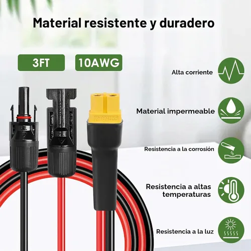 Vista 5 de MOOKEERF Cable de extensión solar a XT60 10AWG 3FT conector solar a XT60 Cable adaptador para panel solar a estación de energía portátil Generador