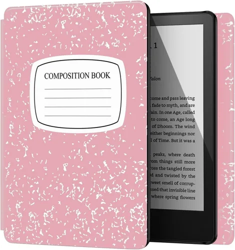 Vista 14 de TNP - Funda delgada para Kindle de 6 pulgadas para 11ª generación 2024/2022, flores de almendro Funda delgada de cuero sintético con diseño