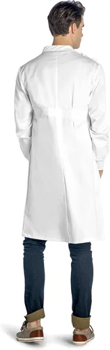 Vista 7 de Professional Lab Coat Howie Style Classic Fit Mandarin Collar Cuffed Sleeves Unisex White 43 Inch Length