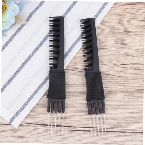Vista 6 de Peine de acero inoxidable con punta de metal, peine para peinar el cabello, peine de elevación para el cabello, peine de elevación de pelo, peine