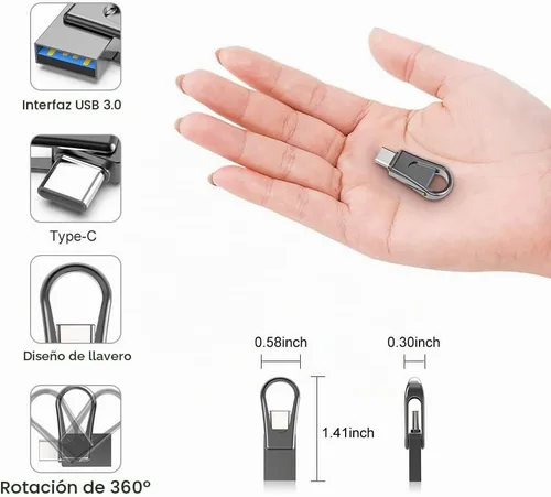 Vista 3 de 32GB Unidad flash USB C, unidad flash OTG 2 en 1 USB 3.0, unidad de memoria USB de doble Stick Pen Drive para smartphones Android con tipo-C