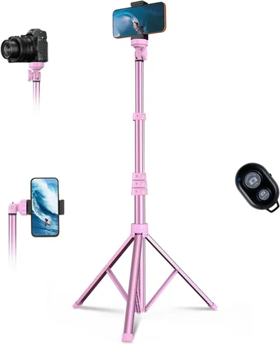 Vista 9 de Trípode de teléfono de 67", trípode extensible MIIASI para iPhone, selfie stick con control remoto y soporte para teléfono, compatible