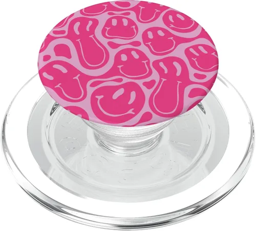 Vista 8 de estética trippy rosa líquido remolino goteo sonrisa cara PopSockets estándar PopGrip