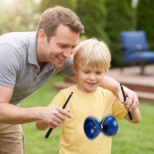 Vista 5 de Diabolo - Juego de yoyo chino para niños y principiantes, tamaño pequeño de 4.7 pulgadas, juguete tradicional de malabarismo con varillas de fibra