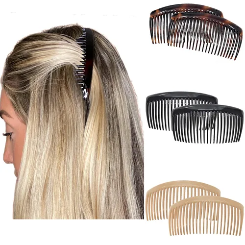 Vista 13 de Camila Paris CP3022 - Peines laterales franceses grandes, curvados, beige con torsión francesa para el cabello, decorativas, pinzas de sujeción