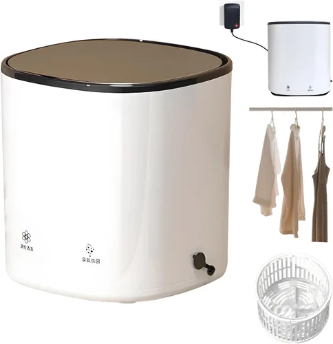 Vista 8 de Mini lavadora automática de ropa interior, mini lavadora portátil, limpieza profunda de ropa interior, ropa de bebé, lavandería pequeña, secado