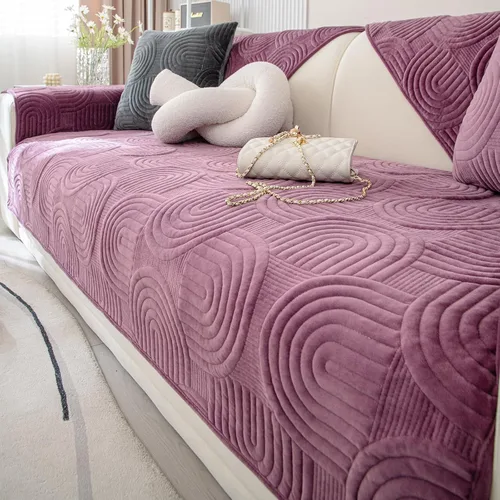 Vista 8 de Funda de Sofá Seccional Acolchada Geométrica de Felpa Suave Boho Antideslizante Mullida Color Sólido Lavable Funda Protectora de Muebles para Niños
