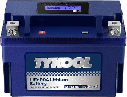 Vista 12 de TYKOOL YTX4L-BS-Pro Batería de litio de alto rendimiento para motocicleta, 180CCA 12.8V 3Ah LiFePO4, batería para deportes de motor, con BMS
