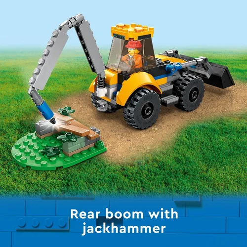 Vista 4 de LEGO City Construction Digger 60385 - Juguete de construcción - Modelo de excavadora con herramientas y minifiguras, juego de construcción