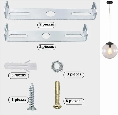 Vista 3 de Soporte de montaje para lámpara colgante de techo, kit de barra transversal, placa de montaje con tornillos, 4 piezas