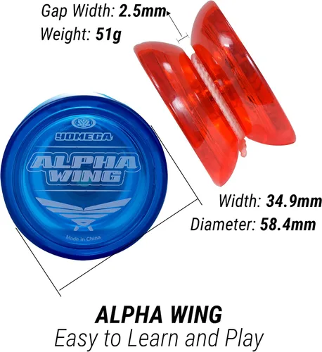 Vista 3 de Yomega Yoyo de ala alfa 3X, yoyo de eje fijo diseñado para principiantes. Juego de trucos de cuerdas y entusiastas del eje fijo (clásico)