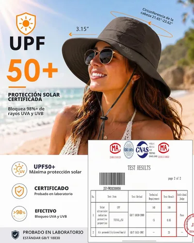 Vista 5 de Sombrero de cola de caballo para mujer, UPF50+, impermeable, sombrero de Café
