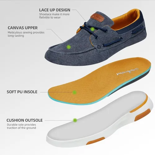 Vista 5 de OrthoComfoot Mocasines ortopédicos sin cordones para hombre mocasines casuales de lona para fascitis plantar con soporte de arco, cómodos zapatos