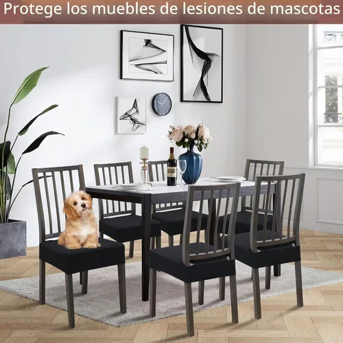 Vista 7 de Fundas para silla de comedor, juego de 2 fundas para sillas de comedor, fundas elásticas de jacquard para sillas de cocina, funda extraíble lavable