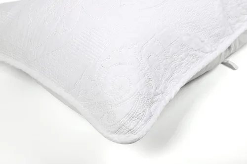 Vista 4 de Newrara Juego de 2 fundas de almohada de cama 100% algodón, bordadas, color blanco, tamaño Queen (blanco)