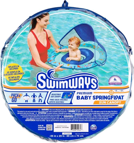 Vista 7 de SwimWays Baby Spring Float, Baby Pool Float with Canopy, Swim Training PFD, Swimming Pool Accessories for Babies and Toddlers 9-24 Months