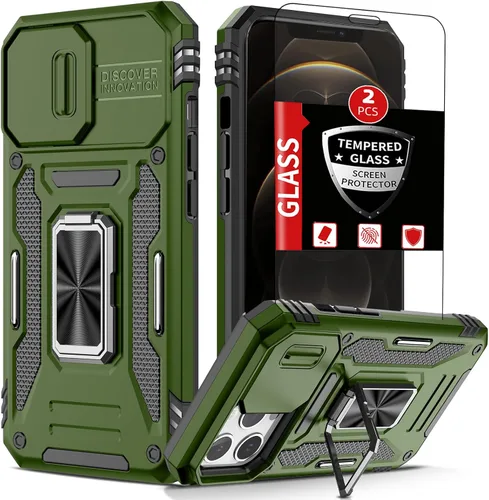 Vista 49 de Funda para iPhone 12 Pro Max con 2 protectores de pantalla, cubierta deslizante integrada para cámara para 12Pro Max, funda para teléfono