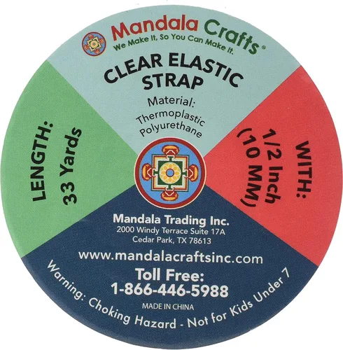 Vista 3 de Mandala Crafts 1/2 pulgada ligero y transparente elástico para coser – 33 yardas invisible transparente correas elásticas transparentes